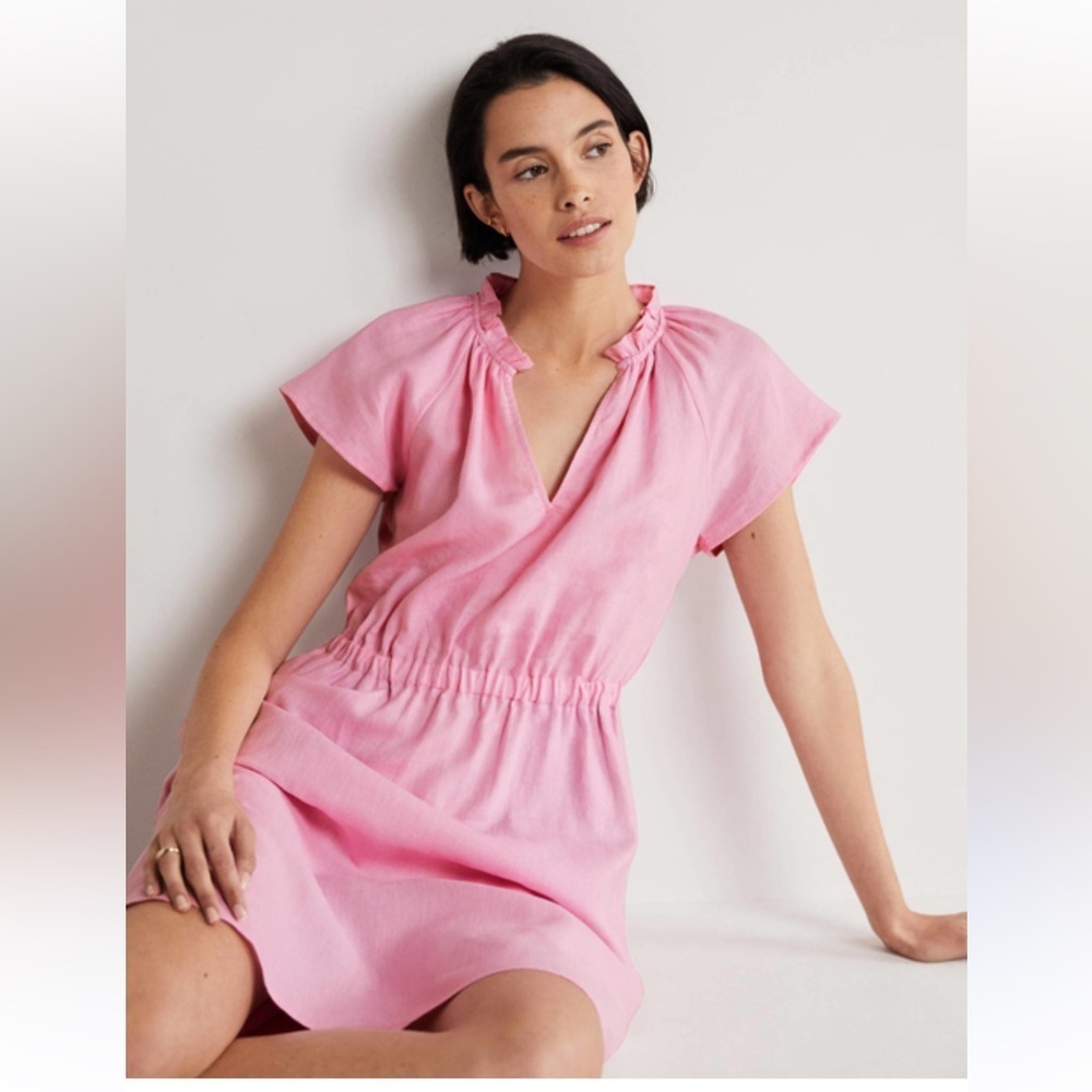 BODEN Pink Linen Dress size 12 Regular